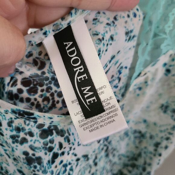 Adore Me Confetti Leopard Turquoise‎ Nightie sz L NWT - Picture 5 of 6